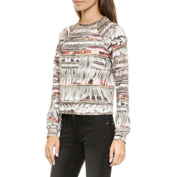 MARA HOFFMAN Neoprene Sweatshirt Fringe Photo Print Pullover Sweater - Picture 2 of 13